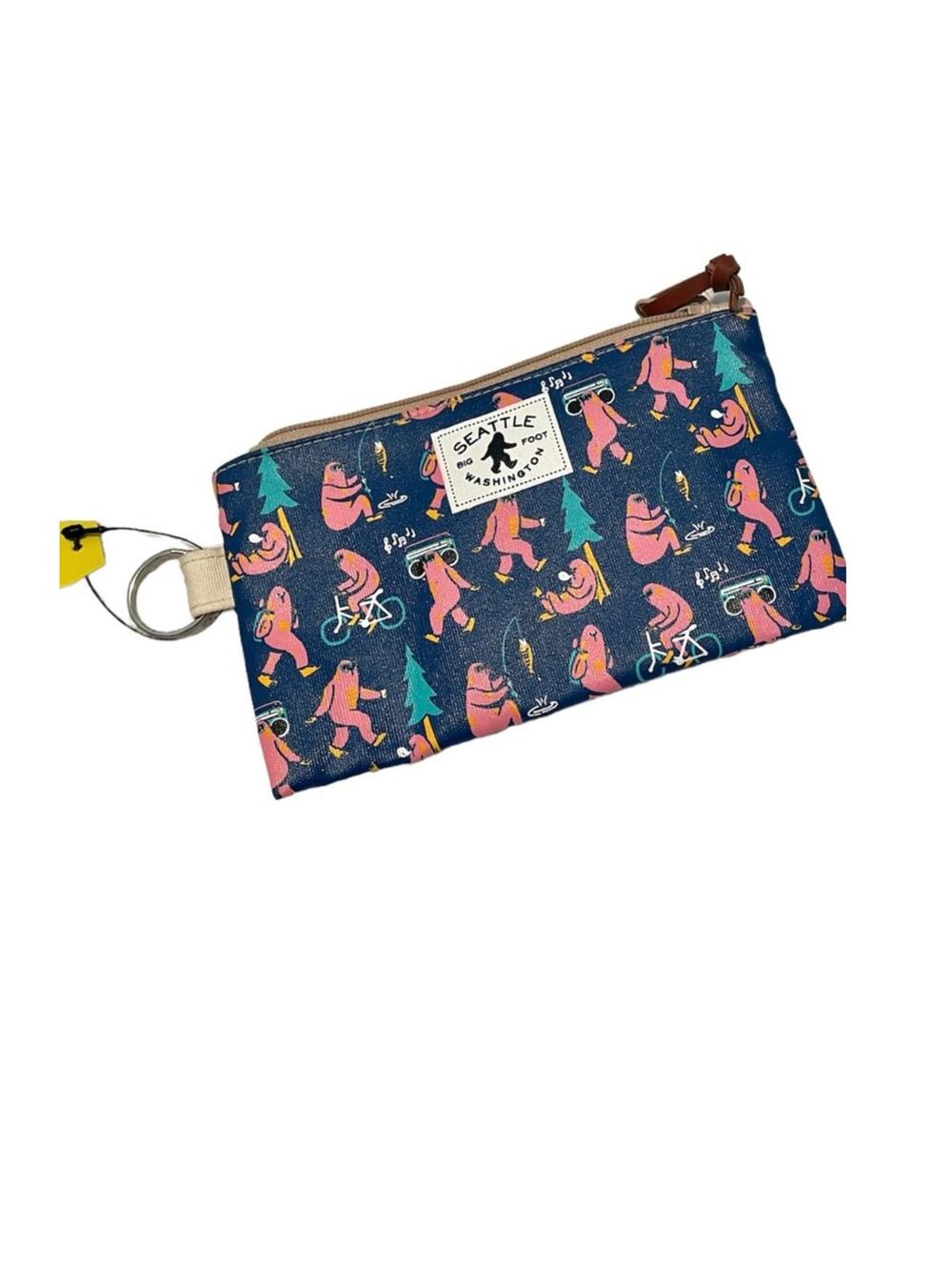 CHALO Seattle bigfoot pink print mini zip pouch sasquatch A1 4720